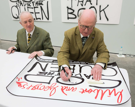 Gilbert and George 'Banners' book launch, London, Britain - 08 Dec 2015