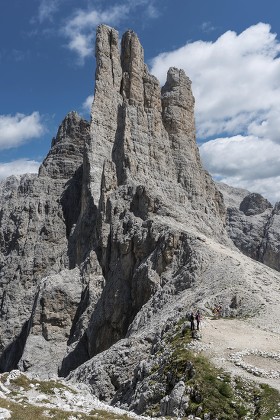 Rosengarten Group Climbing Rocks Vajolet Towers Editorial Stock Photo ...