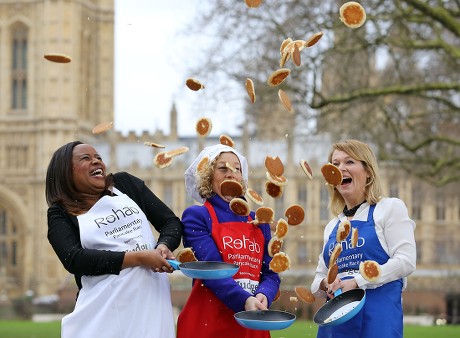 Rehab Parliamentary Pancake Race Launch photocall, Victoria Tower Gardens, London, Britain - 01 Feb 2016