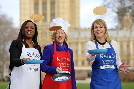 Rehab Parliamentary Pancake Race Launch photocall, Victoria Tower Gardens, London, Britain - 01 Feb 2016