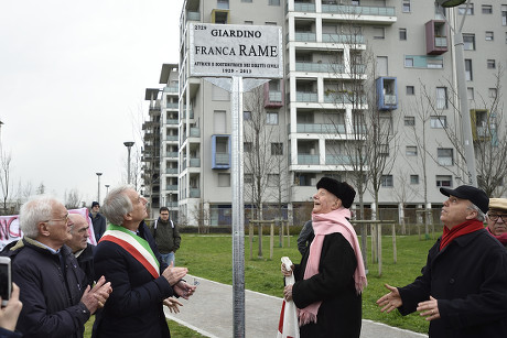 Naming ceremony of a garden in memory of Franca Rame, Milan, Italy - 16 Mar 2016