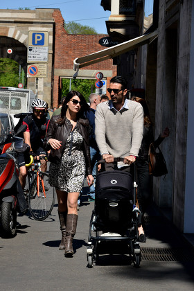 Gigi Buffon with Ilaria D'Amico out and about, Milan, Italy - 27 Apr 2016