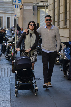 Gigi Buffon with Ilaria D'Amico out and about, Milan, Italy - 27 Apr 2016