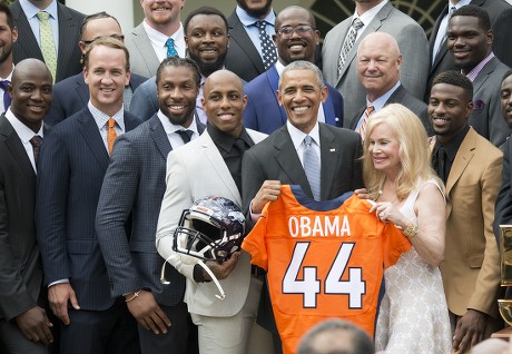 Barack Obama Holds Denver Broncos Jersey Editorial Stock Photo - Stock  Image