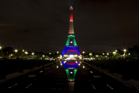 Eiffel Tower Illuminated Colours Rainbow Flag Editorial Stock Photo ...