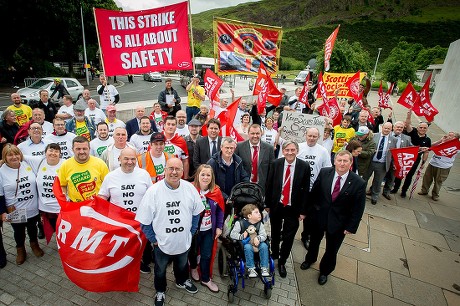 RMT 'driver only operation' demonstration, Holyrood, Edinburgh, Scotland - 30 Jun 2016