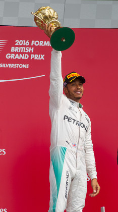Lewis Hamilton Lifts Silverstone Trophy On Editorial Stock Photo - Stock  Image