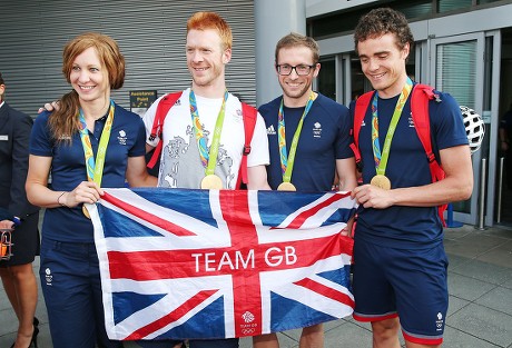 Team GB Olympic Cyclists at Manchester Airport, UK - 18 Aug, UK - 18 Aug 2016