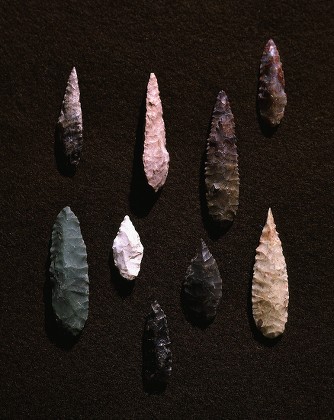 Arrowheads Flint Jasper Chalcedony Huntergatherer Era Editorial Stock ...