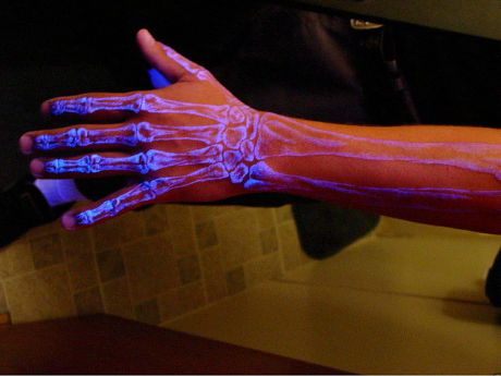 Blacklight Skeleton Tattoo On Arm Hand Editorial Stock Photo - Stock Image  | Shutterstock