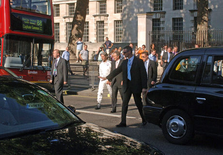 Damon Hill visiting Downing Street to promote the International Motor Show, London, Britain - 18 Jul 2006