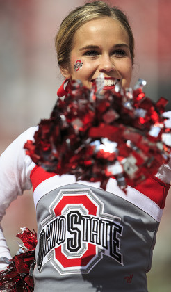 Ohio State Buckeyes Cheerleader Performs During Editorial Stock Photo