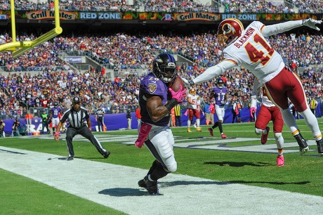 Washington Redskins vs. Baltimore Ravens. Fans support on NFL Game