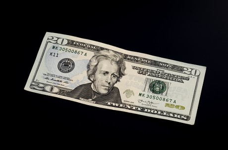 20 Dollar Bill On Black Background Editorial Stock Photo - Stock ...