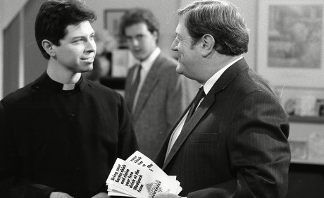 Richard Thorp (as Alan Turner), Stephen Rashbrook (as Rev. Tony Charlton) and Peter Amory (as Christopher Tate) (Episode 1565 - 13th June 1991)