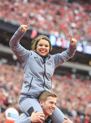 Ohio State Buckeyes Cheerleader Celebrates Touchdown Editorial Stock
