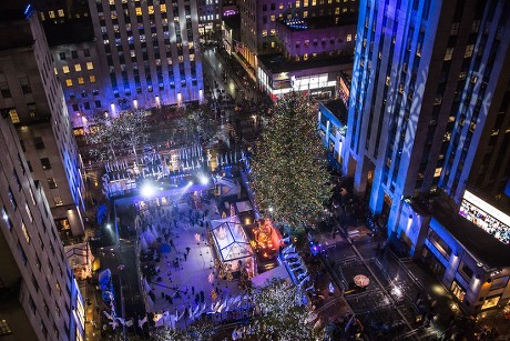 Rockefeller Center Christmas Tree Aerial View Editorial Stock Photo