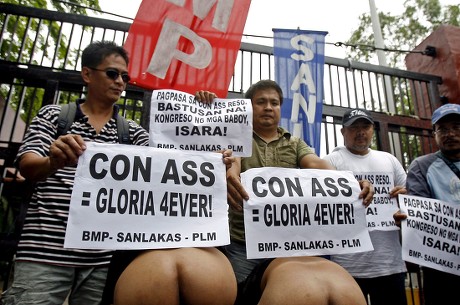 Two Filipino Protesters Show Their Buttocks Editorial Stock Photo