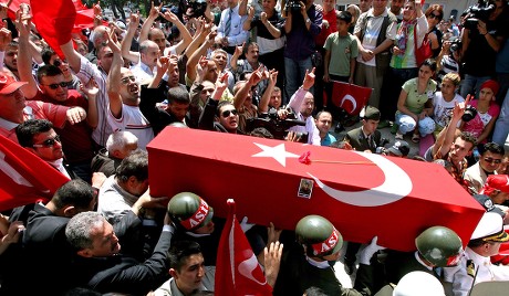 Turkish Soldiers Carry Turkish Flagdraped Coffin Editorial Stock Photo ...