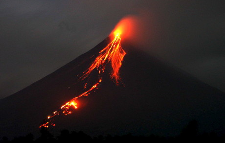 Lava Cascades Down Slope Mayon Volcano Editorial Stock Photo - Stock ...