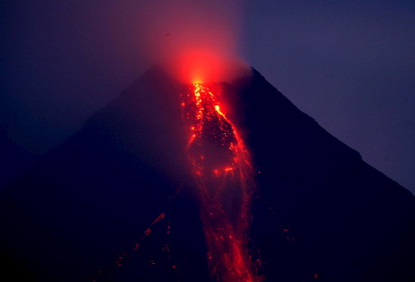 Lava Flows On Slope Mayon Volcano Editorial Stock Photo - Stock Image ...