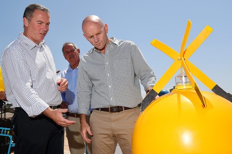 (l-r) Scott Hansen Director-general of the New South Wales (nsw) Department of Primary Industries; Phil Vanny Ceo of Surf Life Saving Nsw; and Nsw Minister For Primary Industries Niall Blair Inspect a Buoy at Coogee Beach in Sydney Australia 25 October 2015 Nsw's Government Has Announced a 16 Million Australian Dollar Shark Strategy Following a Spate of Shark Attacks On the Nsw North Coast the Program Will Include Aerial Surveillance Listening Stations to Track Tagged Sharks and Nets
