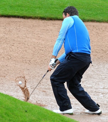 European Ryder Cup Graham Mcdowell Plays out of a Rain Soaked Bunker at Celtic Manor Golf Course Newport Wales 29 September 2010 the Ryder Cup Starts on Friday 01 October 2010 and Finishes on Sunday 03 October 2010 United Kingdom Newport