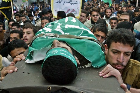 Palestinian Mourners Carry Bodies Moemen Rajab Editorial Stock Photo ...