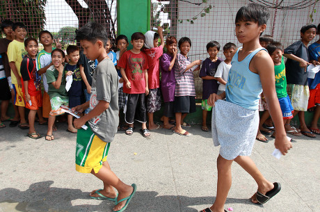 Filipino Preadolescent Boys React During Mass Editorial Stock Photo 