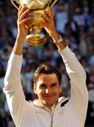 Roger Federer Switzerland Hoists Championship Trophy Editorial Stock ...