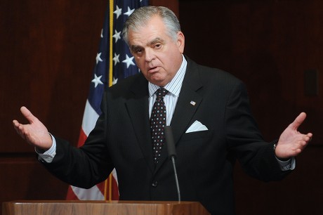 Transportation Secretary Ray Lahood Responds Question Editorial Stock