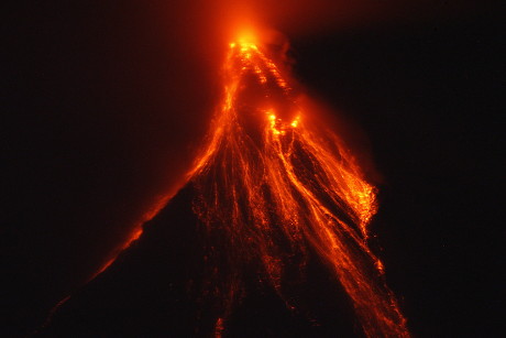 Lava Cascades Down Slopes Mayon Volcano Editorial Stock Photo - Stock ...