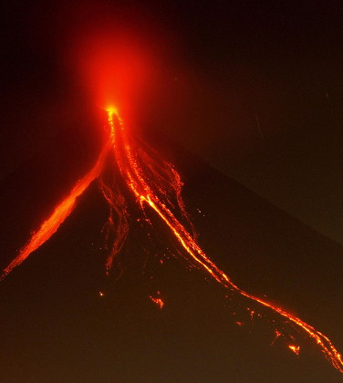 Lava Cascades Down Slopes Mayon Volcano Editorial Stock Photo - Stock ...