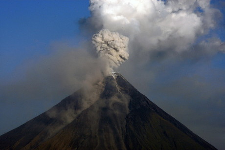 Mayon Volcano Spews Ash Anew Mild Editorial Stock Photo - Stock Image ...