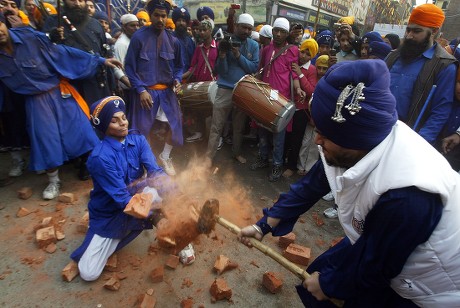 Sikh Man Breaks Bricks Kept On Editorial Stock Photo - Stock Image ...