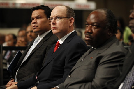 President of Nauru Sprent Dabwido (l) Prince Albert Ii of Monaco (c) and Ali Bongo Ondimba the President of Gabon (r) Attend the Opening Plenary Session of the High Level Segment of the Cop 17 / Cmp 7 United Nations (un) Climate Change Conference 2011 in Durban South Africa 06 December 2011 the 17th Session of the Congress of the Parties (cop) Comprising 194 Countries Meeting to Discuss the United Nations Framework Convention on Climate Change (unfccc) Began Its High Level Segment Serving As the Meeting of the Parties to the Kyoto Protocol South Africa Durban