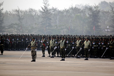 Myanmar Military Columns Give Salute During Editorial Stock Photo ...