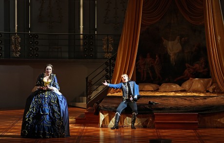 German Soprano Melanie Diener (l) and Mezzo-soprano Anna Stephany Perform During a Dress Rehearsal of the Opera in Three Acts 'Der Rosenkavalier (the Knight of the Rose)' of Richard Strauss in the Bolshoi Theater in Moscow Russia 01 April 2012 a Premiere of the Opera of the Stage Director Stephen Lawless is to Be Held on 03 April 2012 Russian Federation Moscow