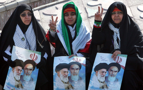 Iranian Women Flash Victory Sign Hold Editorial Stock Photo - Stock ...