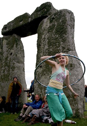 Woman Celebrates Summer Solstice Hulahoop Stonehenge Editorial Stock ...