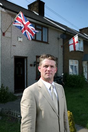 Richard Barnbrook, leader of the BNP in Barking and Dagenham, outside his home in East London, Britain - 21 May 2008