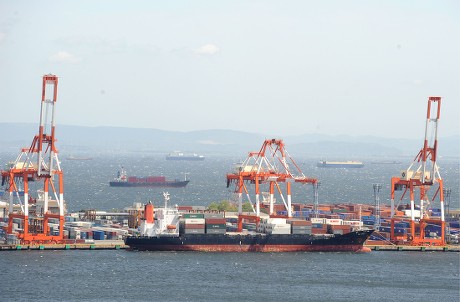 Freighter Ships Unload Goods Yokohama Port Editorial Stock Photo ...