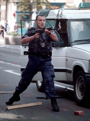 Belgrade Serbia Yugoslavia Serbian Policeman Takes Editorial Stock ...