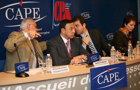 Palestinian Minister of Prisoners Ashraf Al-ajrami (c) Talks to the Media with President of the Foreign Press Michel Bounajem (l) and Delegate For Palestine Hind Khoury (r) About the Situation of the Palestinans Prisoners in Israel During a Press Conference at the Center For the Foreign Press in Paris France 03 March 2008