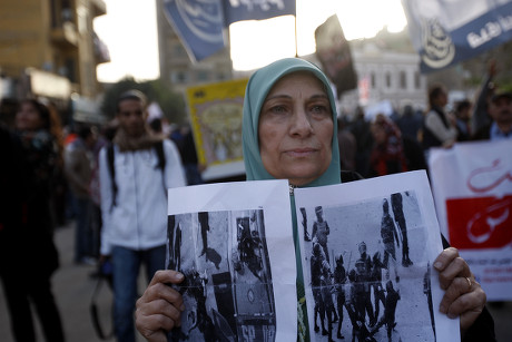 Egyptian Woman Holds Picture Police Assaults Editorial Stock Photo ...