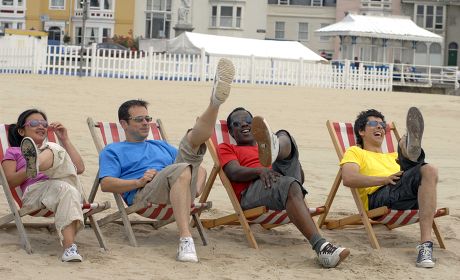 The CBeebies television presenters filming their new summer song on the beach in Weymouth, Dorset, Britain - 20 Jun 2008