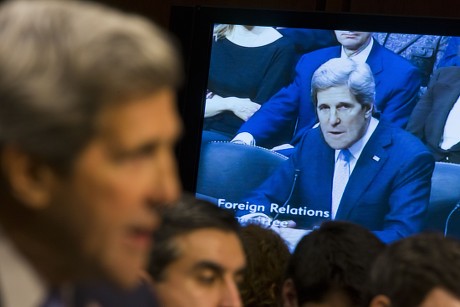 Democratic Senator Massachusetts John Kerry Testifies Editorial Stock