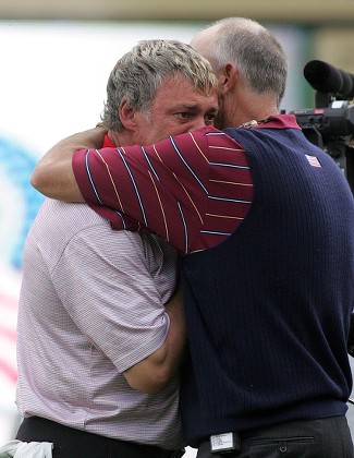 Tom Lehman Hugs Darren Clark After Winning the 36th Ryder Cup - Sep 2006