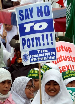 Indonesian Muslims Hold Placards During Rally Editorial Stock Photo