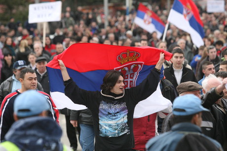 Kosovo Serbs Attend Protest Etnicaly Divided Editorial Stock Photo ...